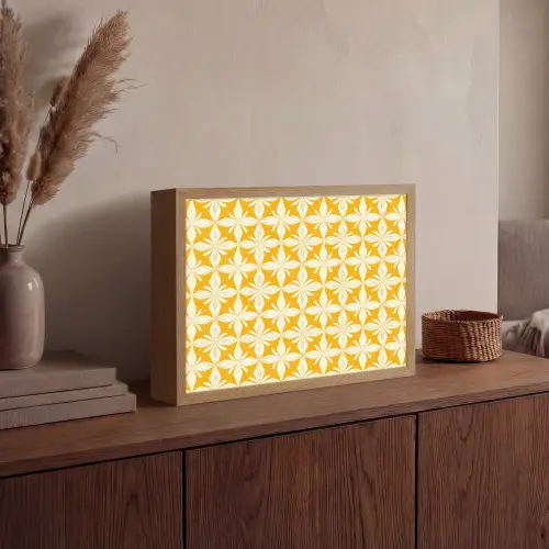 Patroon - Retro - Geel Light Box met batterij (Wandlamp) middel 907 -sfeer2