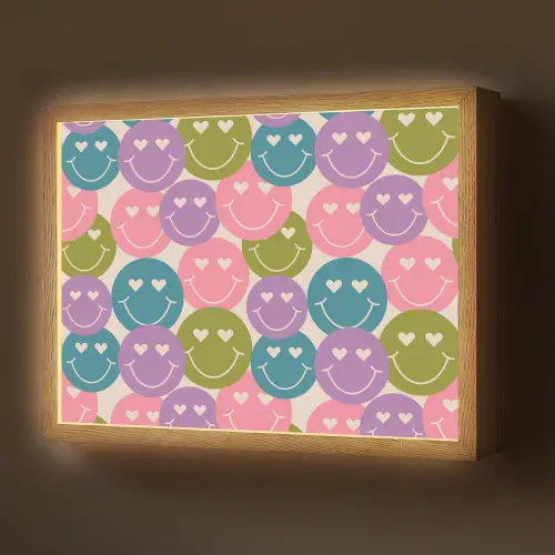 Patroon - Smiley - Kleurrijk - Hartjes Light Box met batterij (Wandlamp) middel 907 -z3d_website