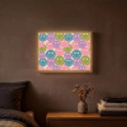 Patroon - Smiley - Kleurrijk - Hartjes Light Box met batterij (Wandlamp) middel 907 -sfeer4