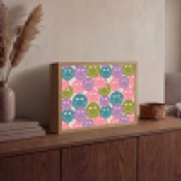 Patroon - Smiley - Kleurrijk - Hartjes Light Box met batterij (Wandlamp) middel 907 -sfeer2