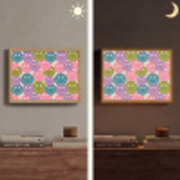 Patroon - Smiley - Kleurrijk - Hartjes Light Box met batterij (Wandlamp) middel 907 -sfeer3