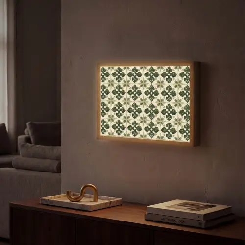 Patroon - Tegel - Groen Light Box met batterij (Wandlamp) middel 907 -sfeer1