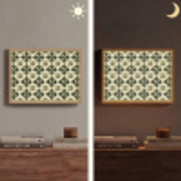Patroon - Tegel - Groen Light Box met batterij (Wandlamp) middel 907 -sfeer3