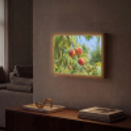 Perzik - Bladeren - Zonlicht Light Box met batterij (Wandlamp) middel -sfeer1