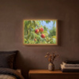 Perzik - Bladeren - Zonlicht Light Box met batterij (Wandlamp) middel -sfeer4