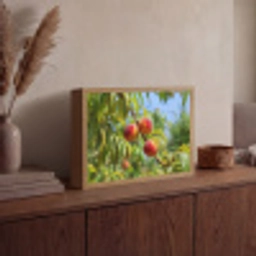 Perzik - Bladeren - Zonlicht Light Box met batterij (Wandlamp) middel -sfeer2