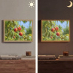Perzik - Bladeren - Zonlicht Light Box met batterij (Wandlamp) middel -sfeer3