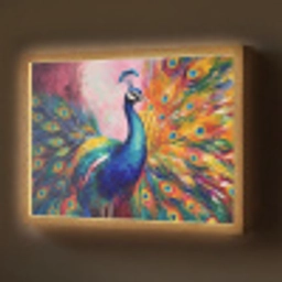 Pauw - Dieren - Schilderij - Regenboog Light Box met batterij (Wandlamp) middel -z3d_website