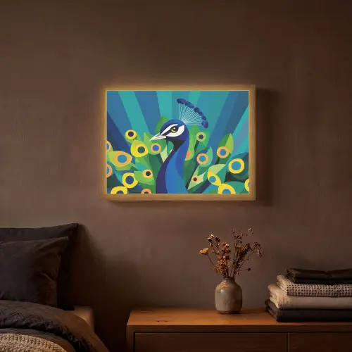 Pauw - Cirkels - Blauw Light Box met batterij (Wandlamp) middel -sfeer4
