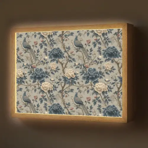 Pauw - Bloemen - Blauw Light Box met batterij (Wandlamp) middel 907 -z3d_website