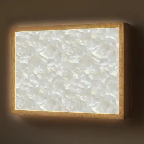 Parelmoerglans - Wit - Schelp Light Box met batterij (Wandlamp) middel 907 -z3d_website