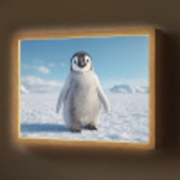 Pinguïn - Sneeuw - Landschap - Wit Light Box met batterij (Wandlamp) middel -z3d_website