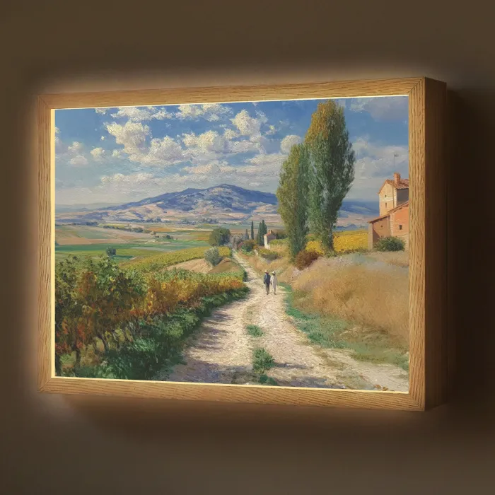 Mensen - Wandelen - Zandpad - Velden Light Box met batterij (Wandlamp) middel -z3d_website