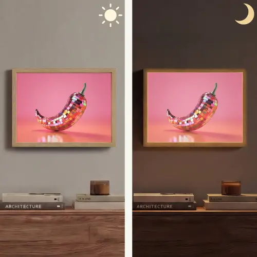 Peper - Disco - Rood - Glitter Light Box met batterij (Wandlamp) middel -sfeer3