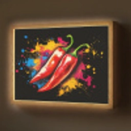 Peper - Graffiti - Verf - Abstract - Modern - Kleurrijk Light Box met batterij (Wandlamp) middel -z3d_website