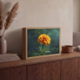 Bloemblaadjes - Afrikaan - Oranje - Wazig Light Box met batterij (Wandlamp) middel -sfeer2