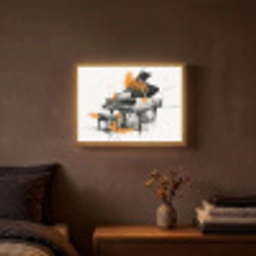 Piano - Oranje - Zwart - schets lijnen Light Box met batterij (Wandlamp) middel -sfeer4