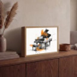 Piano - Oranje - Zwart - schets lijnen Light Box met batterij (Wandlamp) middel -sfeer2