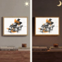 Piano - Oranje - Zwart - schets lijnen Light Box met batterij (Wandlamp) middel -sfeer3