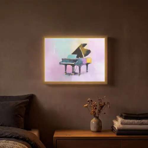 Piano - Pastel - Elegant - Dromerig Light Box met batterij (Wandlamp) middel -sfeer4