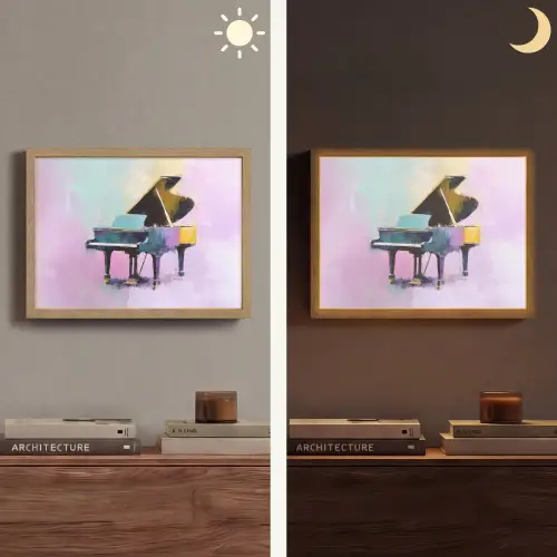Piano - Pastel - Elegant - Dromerig Light Box met batterij (Wandlamp) middel -sfeer3