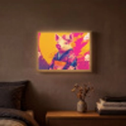 Varken - Bloemkroon - Kimono - Abstract Light Box met batterij (Wandlamp) middel -sfeer4