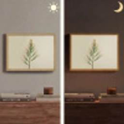 Dennentak - Naaldvormige bladeren - Lichtgroen Light Box met batterij (Wandlamp) middel -sfeer3