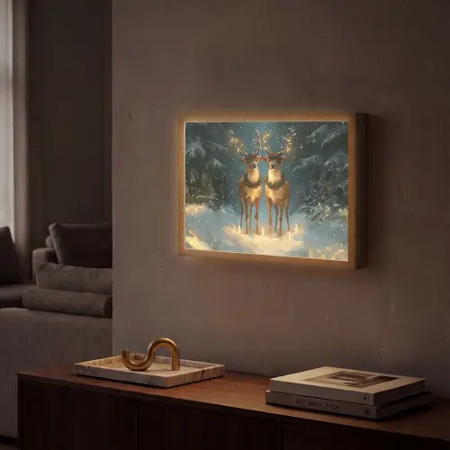 Dennensprookje - Rendier - Nacht Light Box met batterij (Wandlamp) middel -sfeer1
