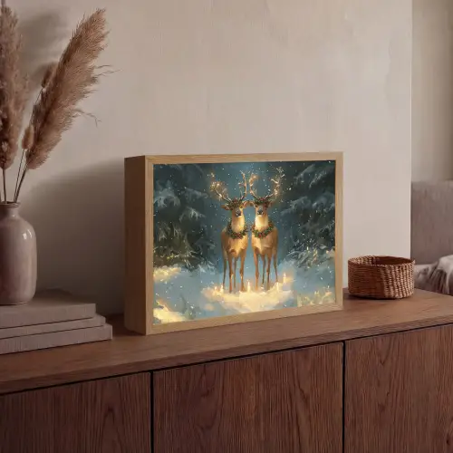 Dennensprookje - Rendier - Nacht Light Box met batterij (Wandlamp) middel -sfeer2