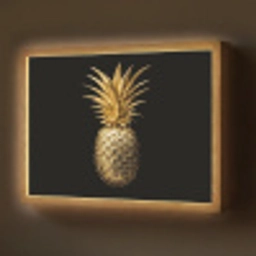 Ananas - Zwart - Goud - Luxe Light Box met batterij (Wandlamp) middel -z3d_website