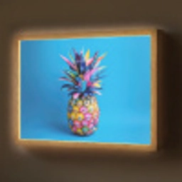 Ananas - Blauw - Tropisch - Vrolijk Light Box met batterij (Wandlamp) middel -z3d_website