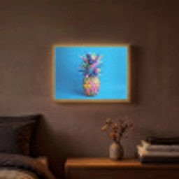 Ananas - Blauw - Tropisch - Vrolijk Light Box met batterij (Wandlamp) middel -sfeer4