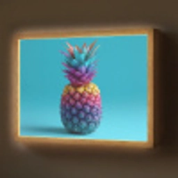 Ananas - Regenboog - Blauw - Popart Light Box met batterij (Wandlamp) middel -z3d_website