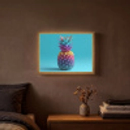 Ananas - Regenboog - Blauw - Popart Light Box met batterij (Wandlamp) middel -sfeer4