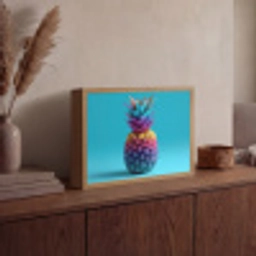 Ananas - Regenboog - Blauw - Popart Light Box met batterij (Wandlamp) middel -sfeer2