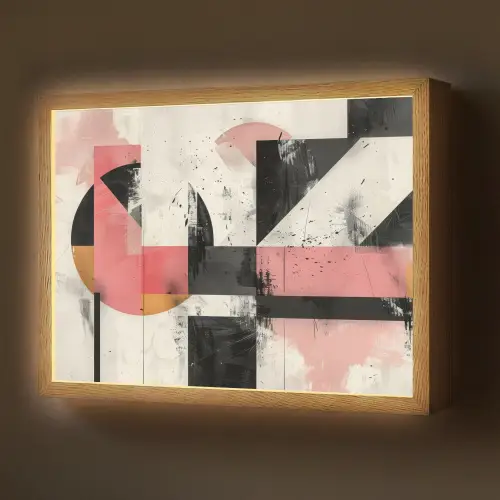 Roze - Abstract - Aesthetic - Modern - Vormen Light Box met batterij (Wandlamp) middel -z3d_website