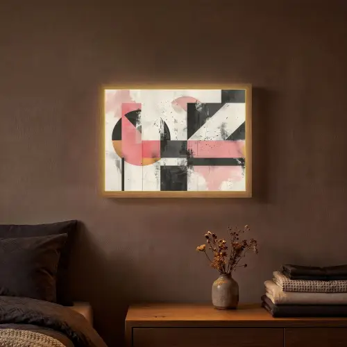 Roze - Abstract - Aesthetic - Modern - Vormen Light Box met batterij (Wandlamp) middel -sfeer4