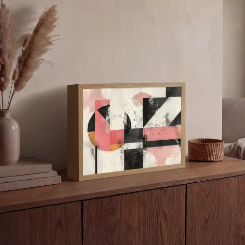 Roze - Abstract - Aesthetic - Modern - Vormen Light Box met batterij (Wandlamp) middel -sfeer2