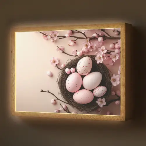 Roze - Bloesems - Eieren Light Box met batterij (Wandlamp) middel -z3d_website