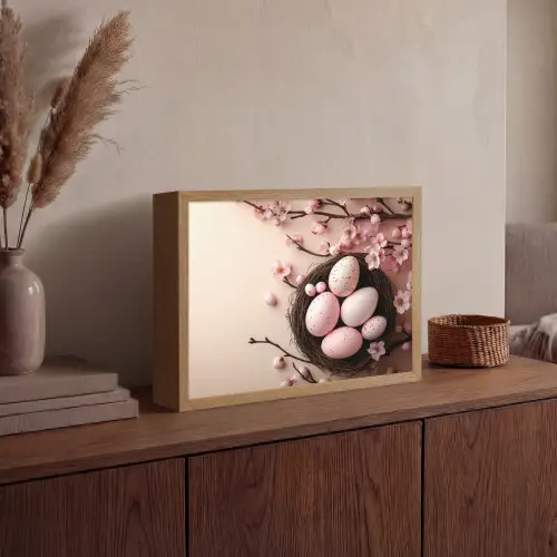 Roze - Bloesems - Eieren Light Box met batterij (Wandlamp) middel -sfeer2