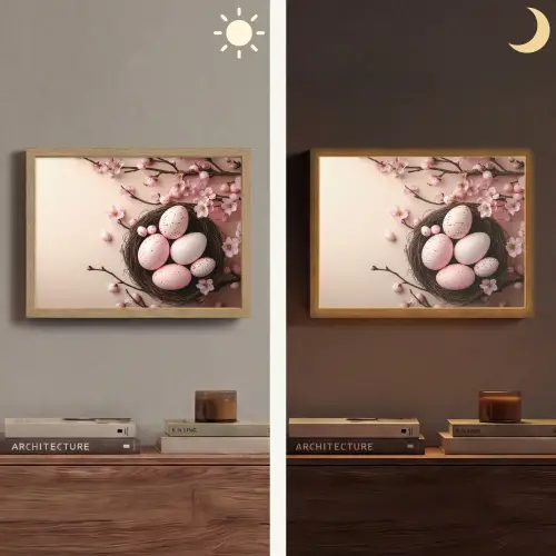 Roze - Bloesems - Eieren Light Box met batterij (Wandlamp) middel -sfeer3