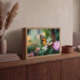 Roze bloemen - Vlinder - Zachte focus Light Box met batterij (Wandlamp) middel -sfeer2