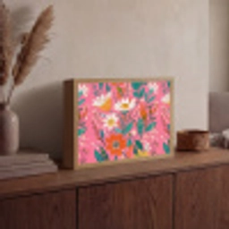 Roze - Bloemen - Wit - Oranje Light Box met batterij (Wandlamp) middel -sfeer2