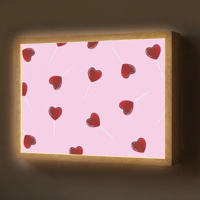 Roze - Hart - Lolly - Snoep Light Box met batterij (Wandlamp) middel -z3d_website