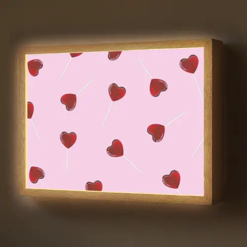 Roze - Hart - Lolly - Snoep Light Box met batterij (Wandlamp) middel -z3d_website