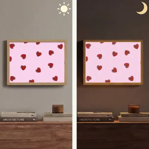 Roze - Hart - Lolly - Snoep Light Box met batterij (Wandlamp) middel -sfeer3