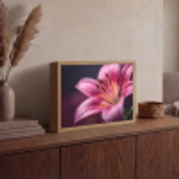 Roze - lelie - Dauwdruppels Light Box met batterij (Wandlamp) middel -sfeer2