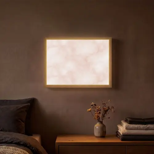 Roze - Marmer - Crème Light Box met batterij (Wandlamp) middel 907 -sfeer4