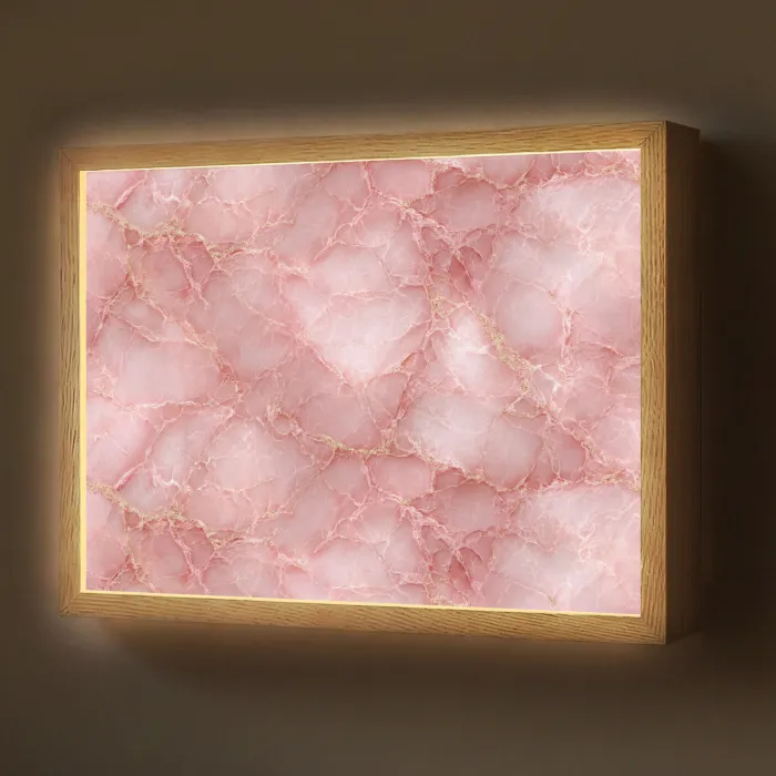Roze - Kwarts - Goud - Marmer Light Box met batterij (Wandlamp) middel 907 -z3d_website