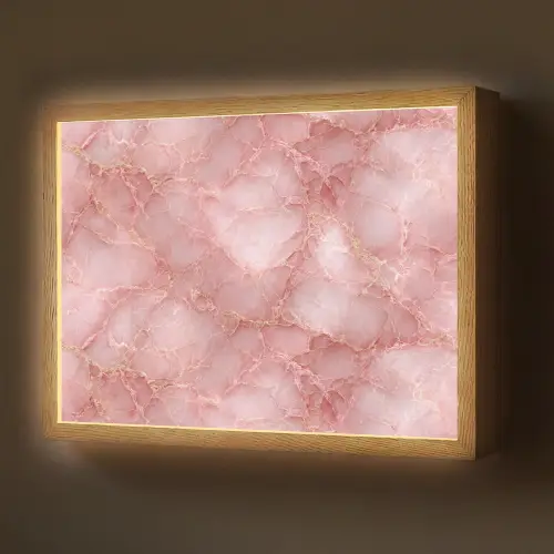 Roze - Kwarts - Goud - Marmer Light Box met batterij (Wandlamp) middel 907 -z3d_website